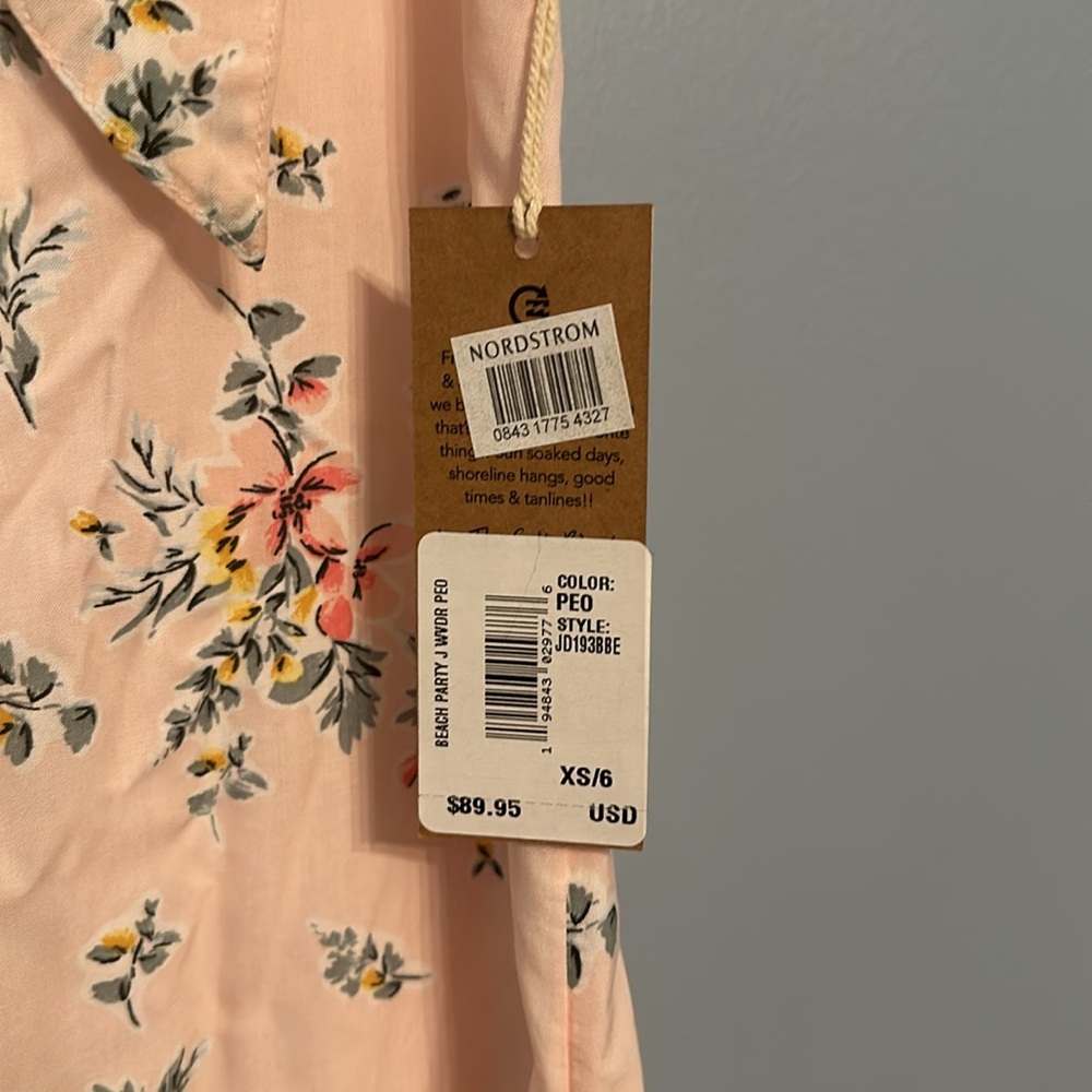 Billabong Pink Floral Maxi Dress with deep V back size XS NWT - Picture 3 of 5